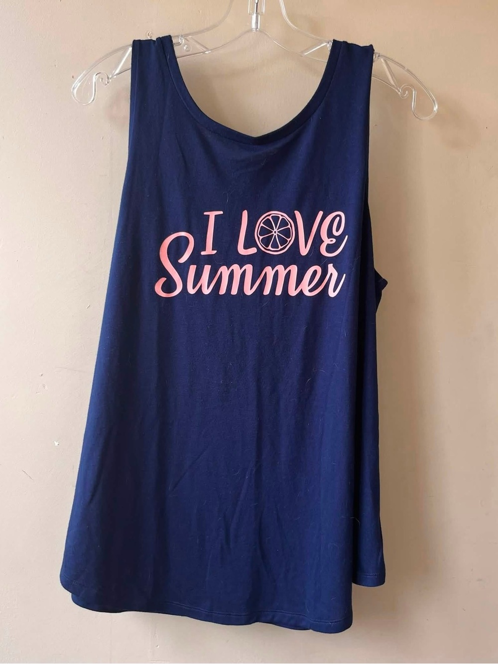 St. John's Bay Navy Blue 'I Love Summer' Graphic Tank Top, Size Large